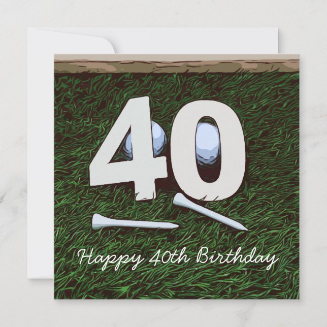 Tarjeta 40.º cumpleaños para el golfista con el número cua (Anverso)
