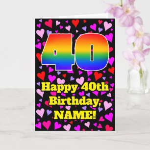 Tarjeta 40.º cumpleaños: Patrón de corazones amorosos, arc