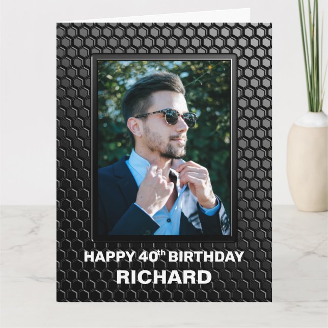 Tarjeta 40.º cumpleaños Personalizado de patrón geométrico (Anverso)