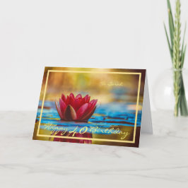 Tarjeta 40.º cumpleaños Sarah Water Lily Elegant Marco dor
