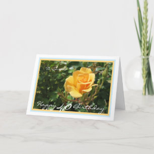 Tarjeta 40.º cumpleaños Sarah Yellow Rose Elegant Gold Fra
