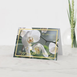 Tarjeta 40.º cumpleaños Shannon Orchids Elegante marco dor