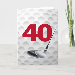 Tarjeta 40.º diseño de la pelota de golf de cumpleaños