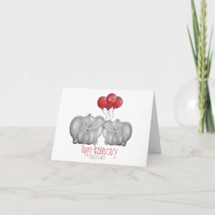 Tarjeta 40.º elefante del aniversario del boda de rubí
