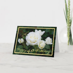 Tarjeta 40.º Fantasma Tiffany Rosas Blancas Elegante Marco
