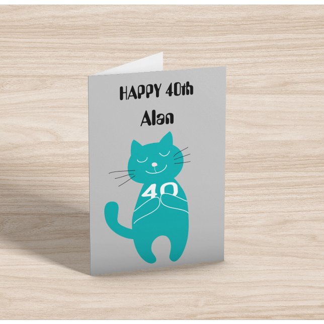 Tarjeta 40.º gato de cumpleaños 40 años simples gatos de t (Subido por el creador)