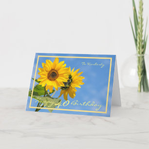 Tarjeta 40.º Marco Dorado Elegante Kimberly Sunflowers