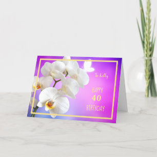 Tarjeta 40.º Marcos de Oro Elegante para las orquídeas bla