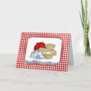 Tarjeta 40.º oso de cumpleaños y muñeca