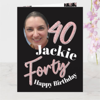 Tarjeta 40.º rosa de guión fotográfico de cumpleaños