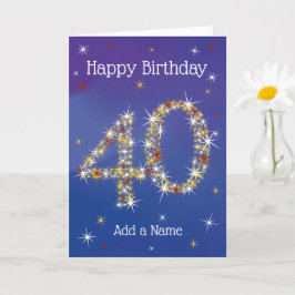 Tarjeta 40 Aniversario - 40 años en Estrellas - Azul