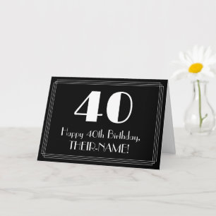 Tarjeta 40 Aniversario ~ Art Deco Inspirado Aspecto "40", 