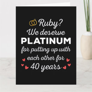 Tarjeta 40° Aniversario Boda I - Pareja divertida Ruby