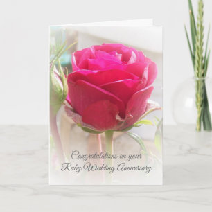 Tarjeta 40° aniversario Boda personalizado de Rosa Rosa