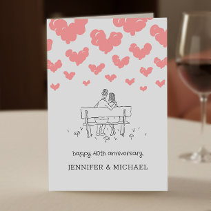 Tarjeta 40 Aniversario de Boda Pareja Casada Corazones