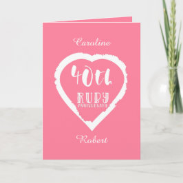 Tarjeta 40 aniversario de bodas tradicional rubí