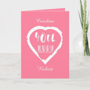 Tarjeta 40 aniversario de bodas tradicional rubí