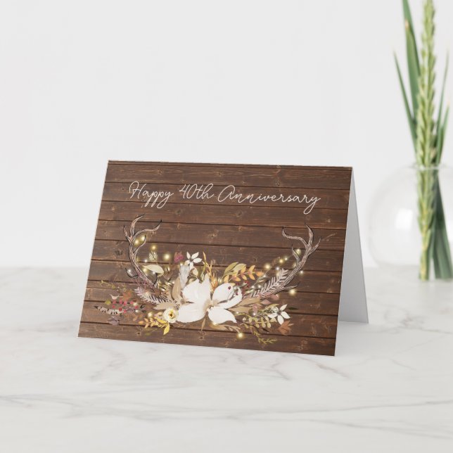 Tarjeta 40° Aniversario de Deer Antler Bouquet (Anverso)