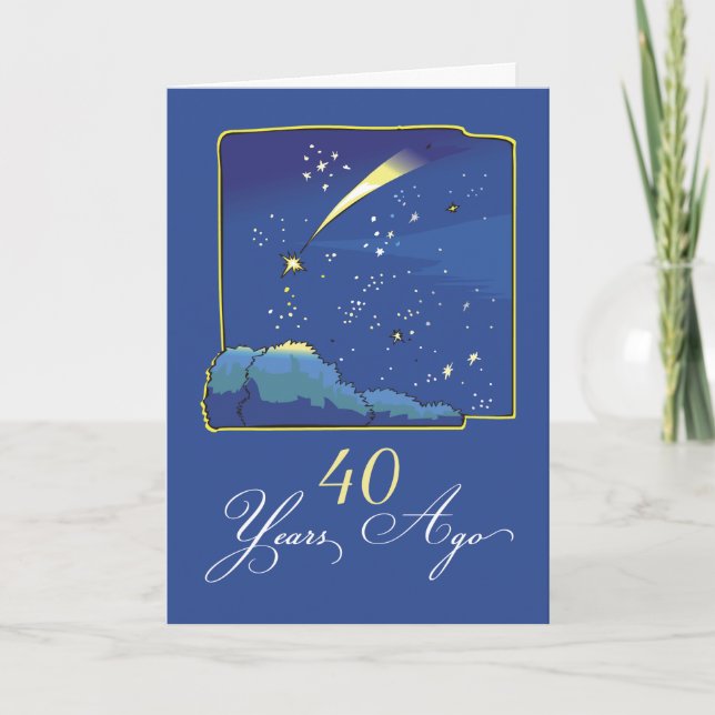 Tarjeta 40° Aniversario de la Adopción con estrellas y cie (Anverso)