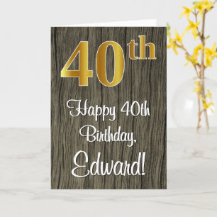 Tarjeta 40 Aniversario de la Faux Elegant Faux Gold Look #