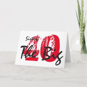 Tarjeta 40 Aniversario de la hermana, negro, rojo, blanco.
