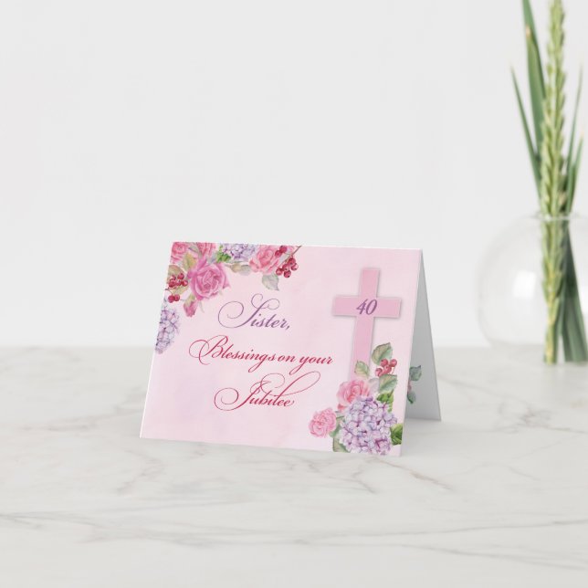 Tarjeta 40° Aniversario de la monja de la Vida Religiosa (Anverso)