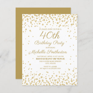 Tarjeta 40 Aniversario de la Purpurina del Diamante de Oro