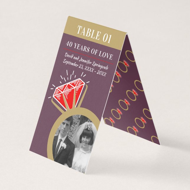 Tarjeta 40° aniversario del anillo de oro del fiesta ruby  (Anverso)