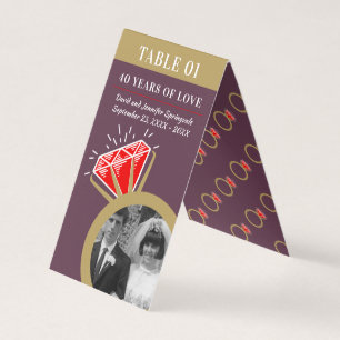 Tarjeta 40° aniversario del anillo de oro del fiesta ruby 