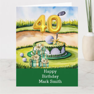 Tarjeta 40 Aniversario del Golf con Pastel en Campo para G