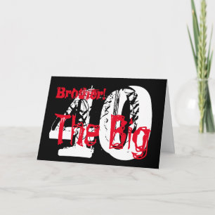 Tarjeta 40 Aniversario, hermano, rojo, blanco texto sobre