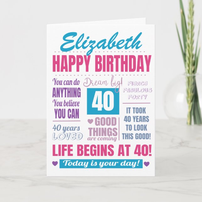 Tarjeta 40 Aniversario moderno (Anverso)