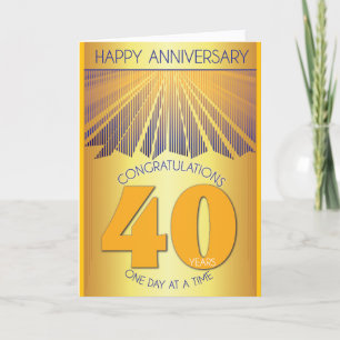 Tarjeta 40 años de aniversario sobrio Paso 12 de Rayo Do