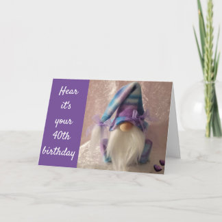 TARJETA *40* CUMPLEAÑOS, GNOME DICE ¡EN CAMINO A LOS 50! T