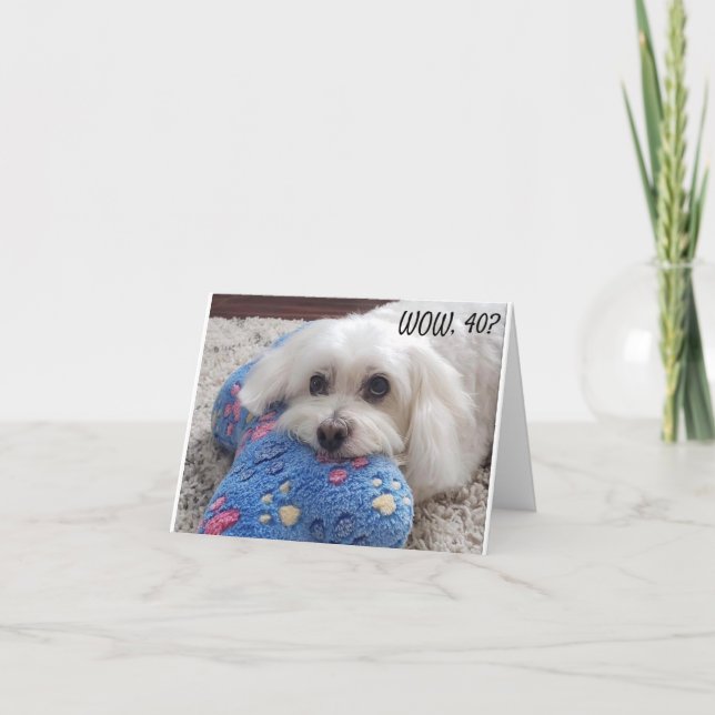 TARJETA *40 CUMPLEAÑOS* HA HA (HUMOR DE PERRO DIVERTIDO) (Anverso)