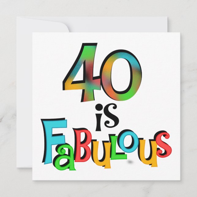 Tarjeta 40 es fabulosas camisetas y regalos de cumpleaños (Anverso)