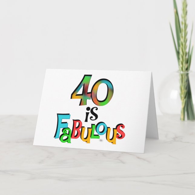 Tarjeta 40 es fabulosas camisetas y regalos de cumpleaños (Anverso)