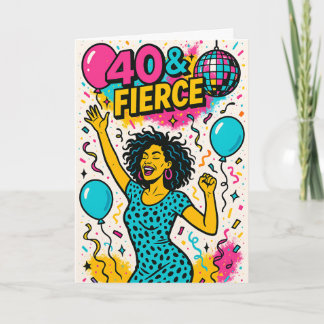 Tarjeta 40 & Fierce Disco Party 40th Birthday