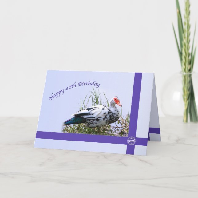 Tarjeta 40.o Cumpleaños con el pato de Muscovy (Anverso)