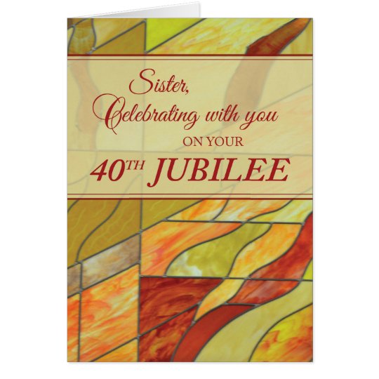 Tarjeta 40.o Jubileo, monja, Vidrio-Mirada manchada