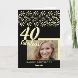 Tarjeta 40 y fabulosa flor de margarita acuarela color neg