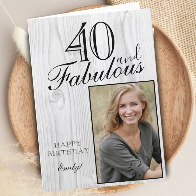 Tarjeta 40 y fabulosa foto de cumpleaños elegante de mader (Subido por el creador)