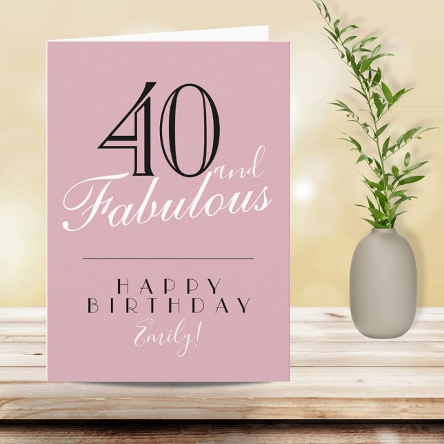 Tarjeta 40 y fabulosa tipografía rosada 40 cumpleaños (Subido por el creador)