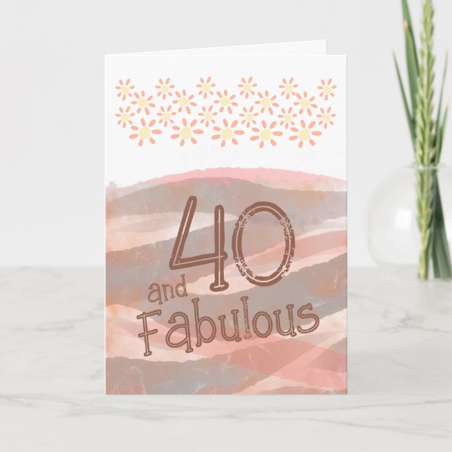 Tarjeta 40 y fabuloso cumpleaños de acuarela de margarita (Anverso)