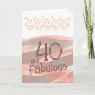 Tarjeta 40 y fabuloso Cumpleaños de flor de margarita acua