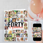 Tarjeta 40 y fabuloso cumpleaños de gran Collage de fotos<br><div class="desc">Gran tarjeta de cumpleaños personalizada con sus propias fotos y mensajes personalizados. La plantilla de fotos está configurada para que subas 40 fotos y puedes editar el texto, por dentro y por fuera. El título principal es parcialmente editable y actualmente dice "Cuarenta y fabuloso" en la tipografía moderna y el...</div>