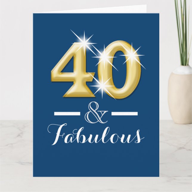 Tarjeta 40 y fabuloso cumpleaños de oro azul (Anverso)