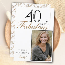 Tarjeta 40 y fabuloso elegante foto de cumpleaños feliz