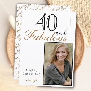 Tarjeta 40 y fabuloso elegante foto de cumpleaños feliz