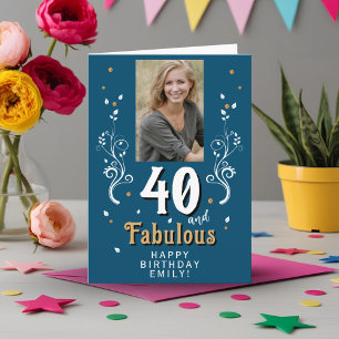 Tarjeta 40 y Fabuloso Follaje Cumpleaños 40 Foto